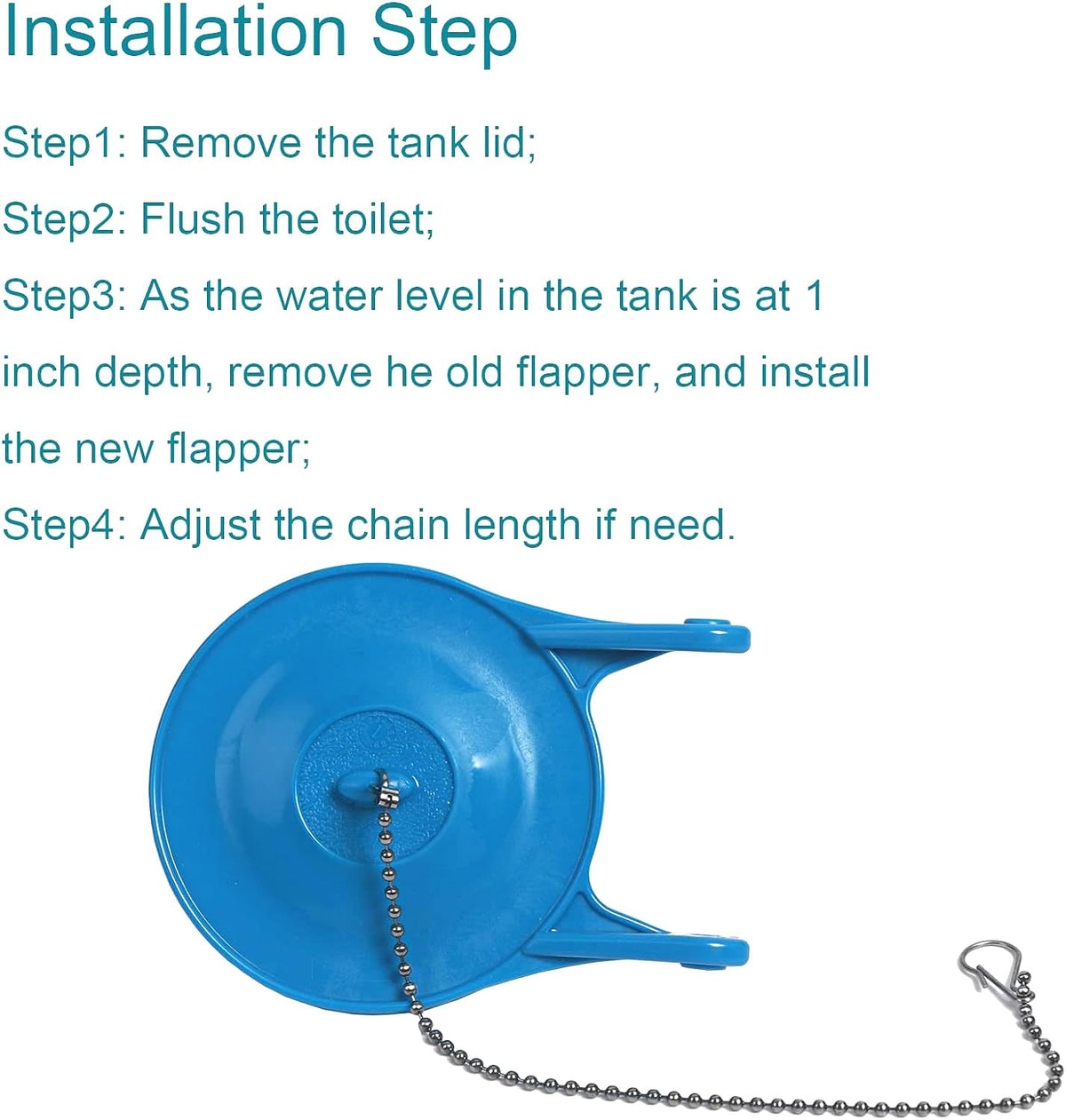 3 Inch Toilet Flapper Replacement Compatible with Gerber 99-788, Easy to Install with 2 Toilet Handle & Stainless Chain, Long Lasting Rubber Toliet Flapper, Blue(4PCS)