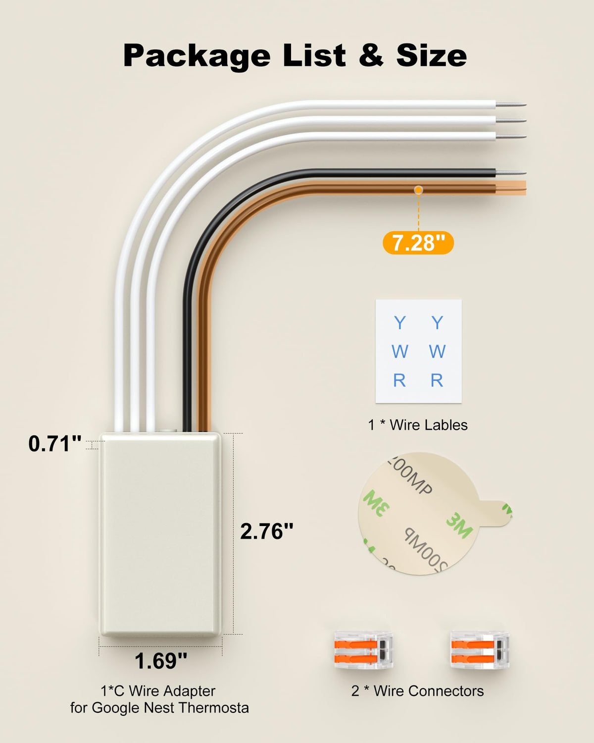 KWRNVO C Wire Adapter Compatible with Google Nest Thermostats