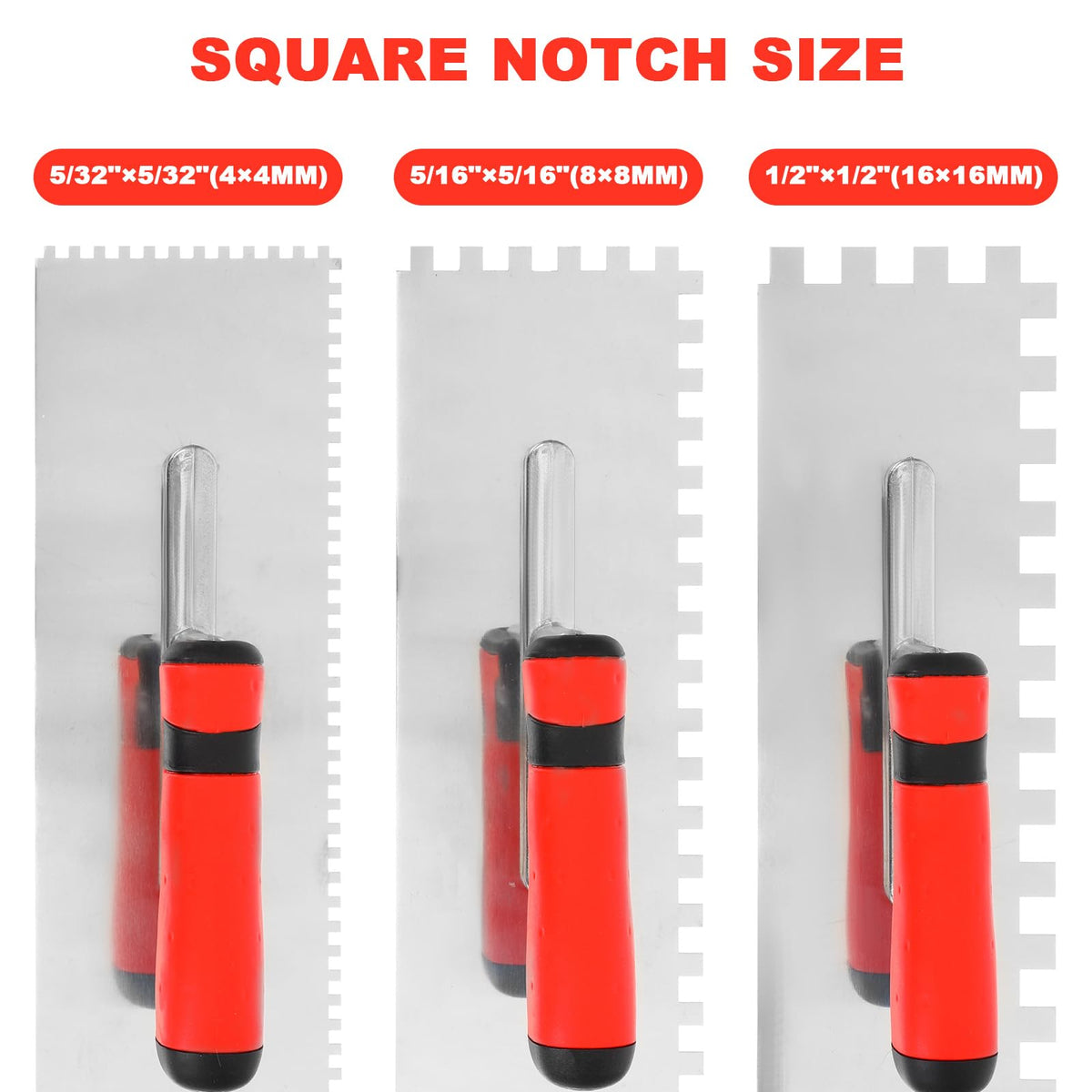 7 Pcs Square Notched Tile Trowel Set, with Rubber Grout Float,Grout Sponge and Work Gloves,Ideal for Masonry Tiling Tools and Flooring Installation