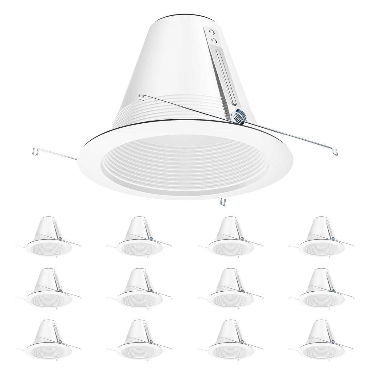 Anyhome 12 Pack 6" Recessed Can Light Trim,for 6 Inch Can,White,All-Metal