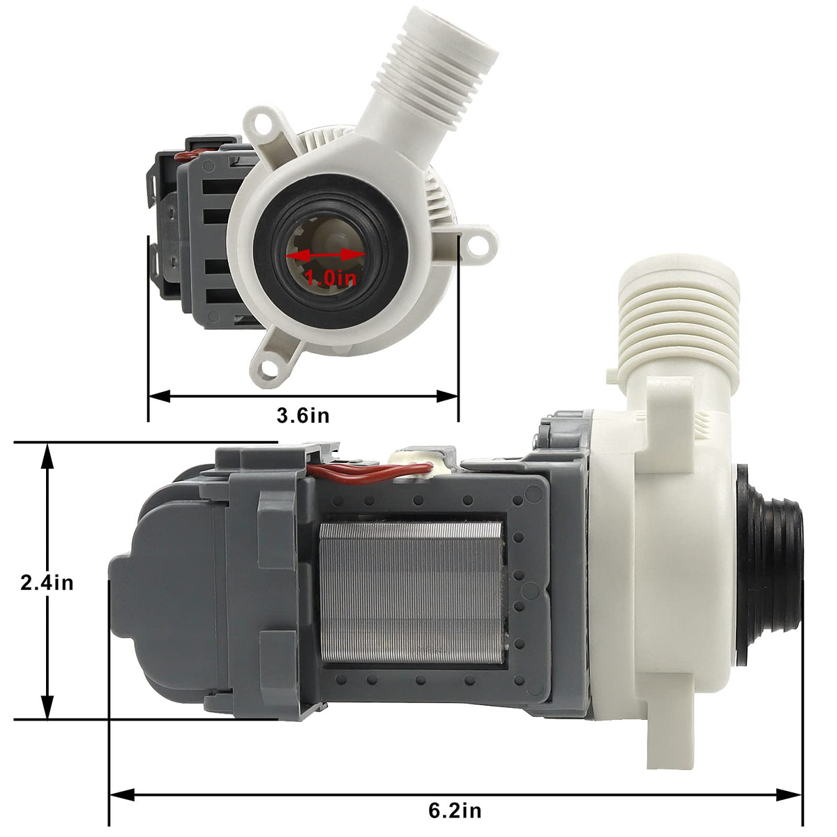 W10276397 Washer Drain Pump for Whirlpool Kenmore Mayt-ag Washing Machine-Replaces WPW10276397VP B40-3A 1874334 AP6018417 LP397（10 Years WARRANTY）