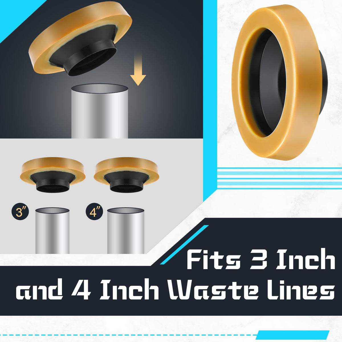 Marsui 12 Pack Wax Ring for Toilet, Thick Gasket 3-4 Inch Waste Line