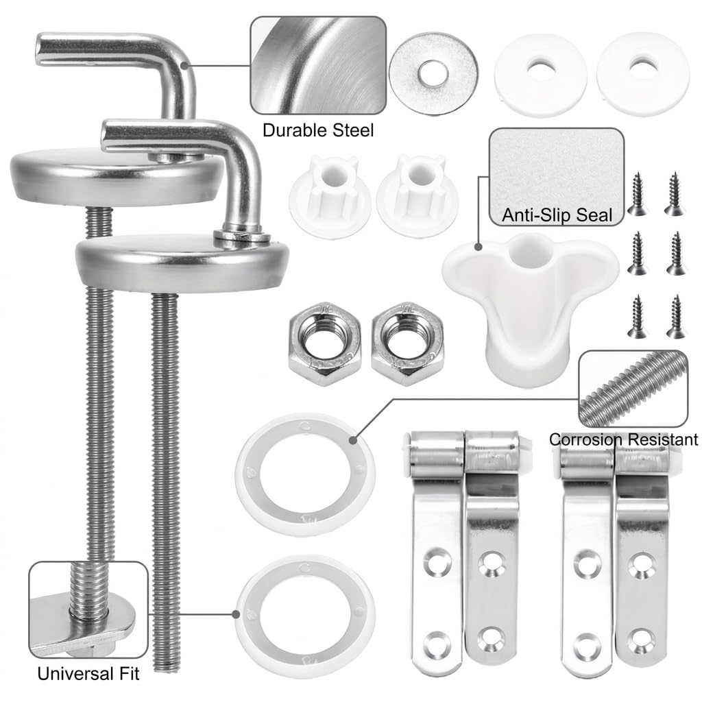 Stainless Steel Toilet Seat Hinge Replacement (Stainless Steel Hinge Pair)