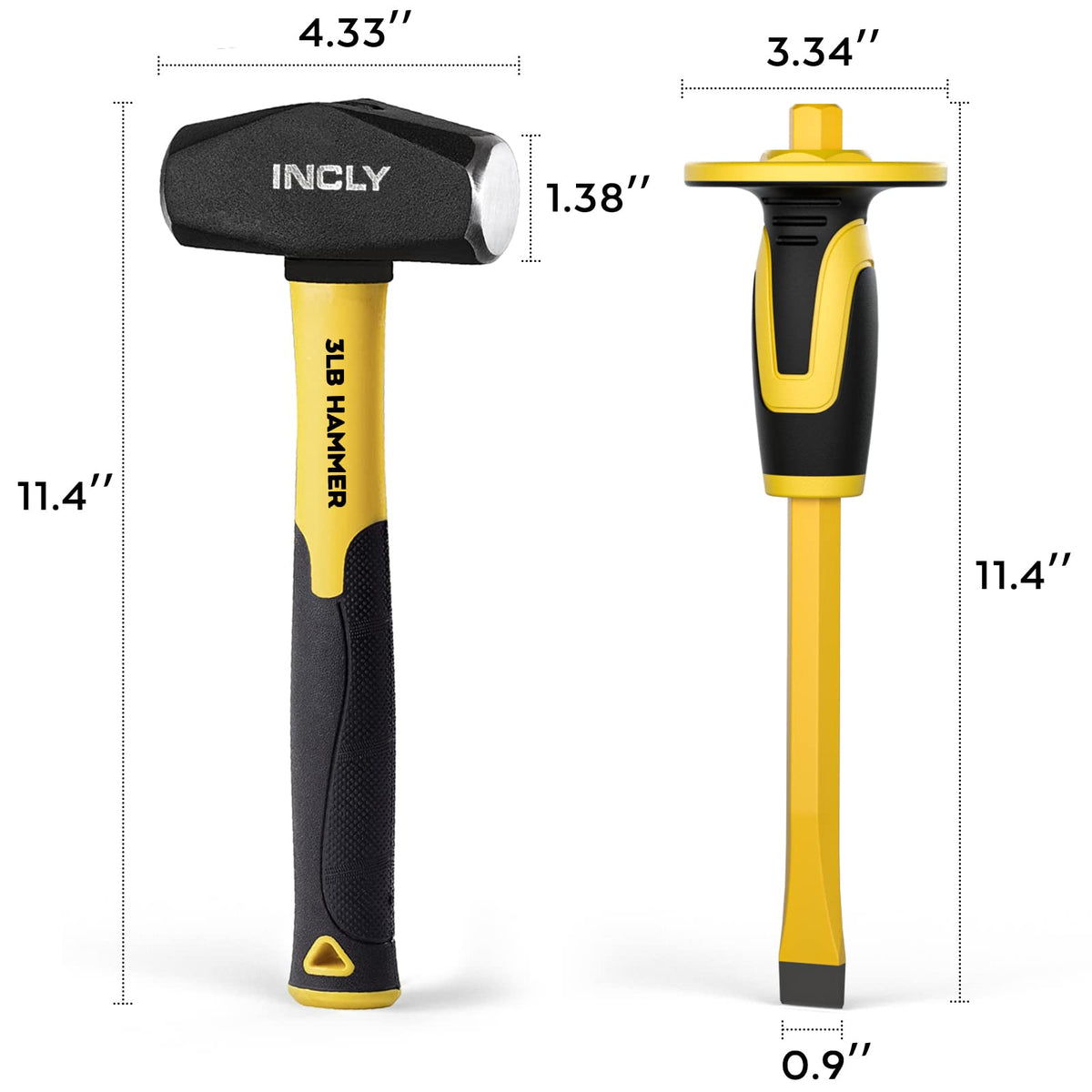 INCLY 4 PCS Geology Rock Pick Equipment Kit, Rock Hammer and Chisel Set