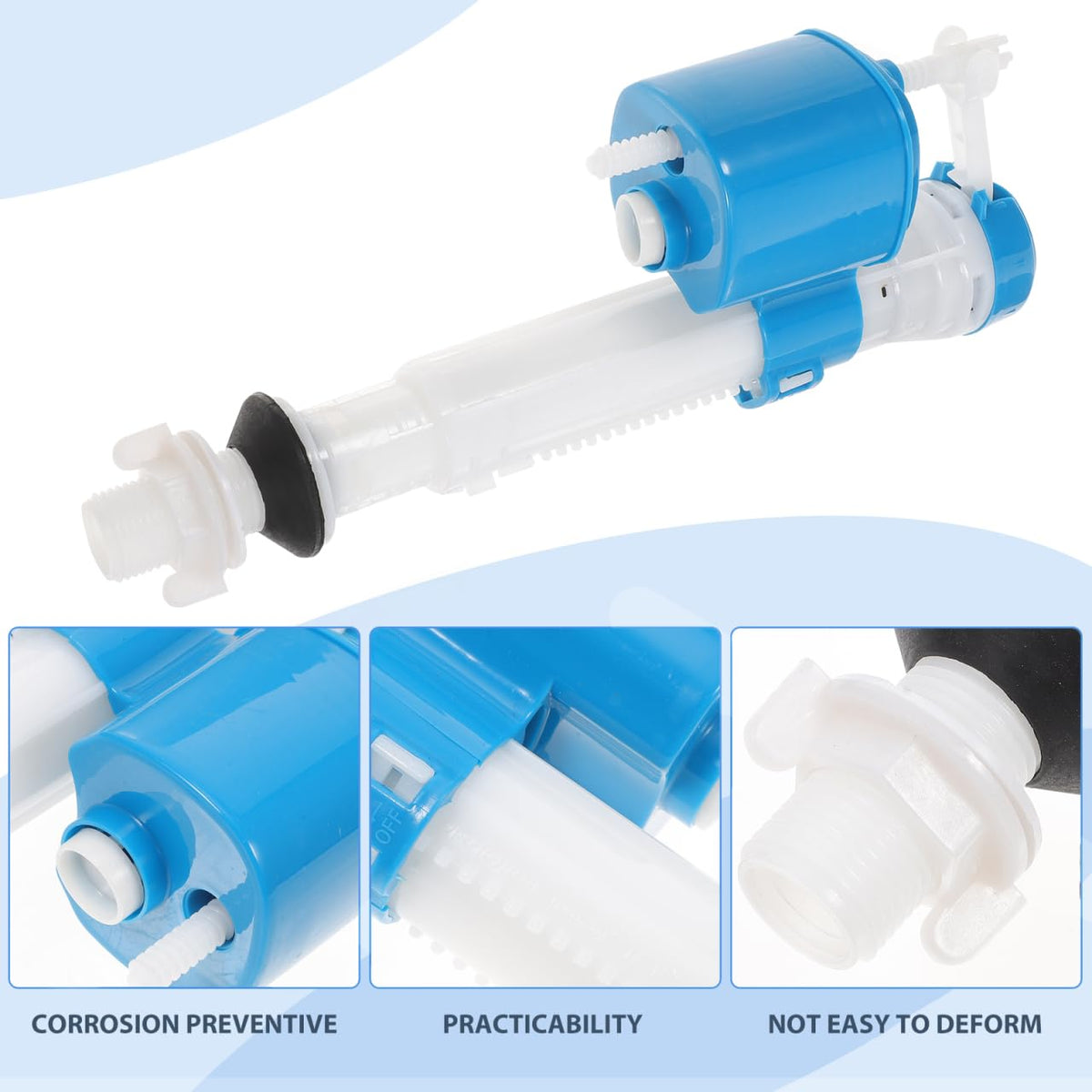 Toilet Fill Valve Replacement Kit, Silent Abs Water Tank Inlet Valve, Fits Most Toilets, Blue, 10.03 X 3.74 X 2.28 Inches