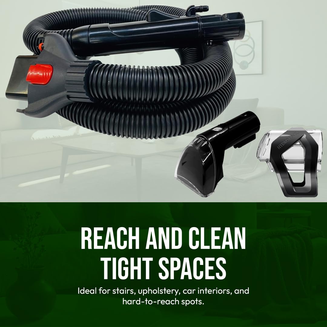 Replacement 8-Foot Hose Assembly with 3" Tough Stain Brush & Self-Cleaning Tools for Bissell Carpet Cleaners TurboClean, ProHeat 2x Revolution Pet, and HydroSteam, Bissell Carpet Cleaner Parts