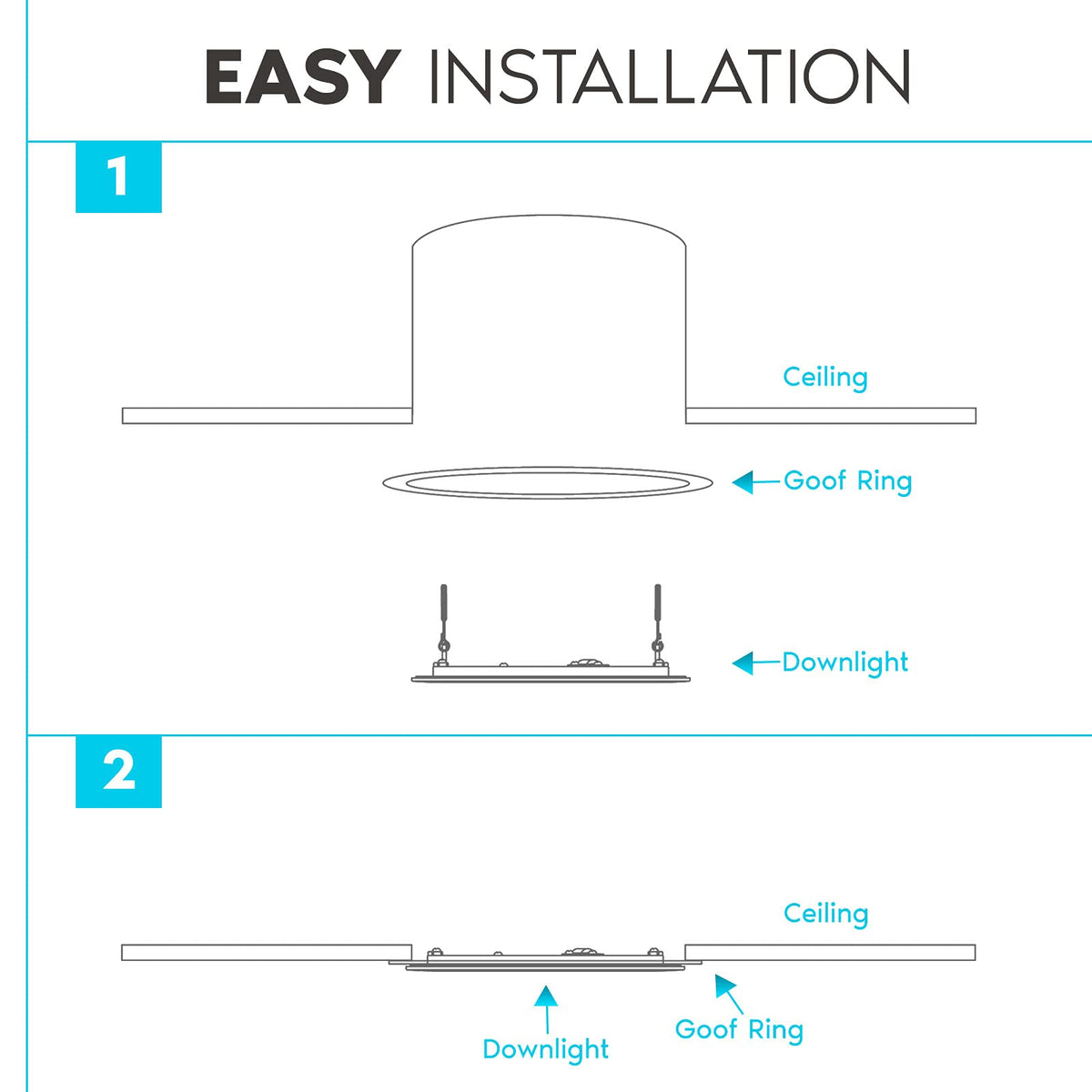 Luxrite 6 Pack White Goof Trim Ring for 5/6 Inch Recessed Lights and Ceiling Light Fixtures, Outer Diameter 8 Inches, Inner Diameter 6.14 Inches, Metal Construction, Cover Damaged or Messy Ceilings