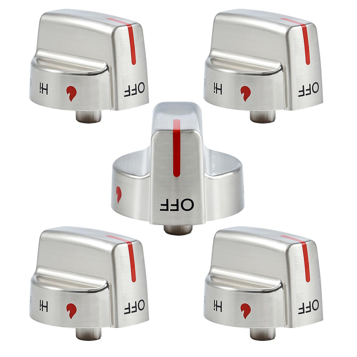 Stainless Steel 5304509064 5304509929 Stove Knob Replacement for Frigidaire Gallery Gas Stove Knobs FGGF3036TFA GCRG3060AFC Range Cooktop Knobs Parts Frigidaire Oven Burner Control Knobs Metal Silver