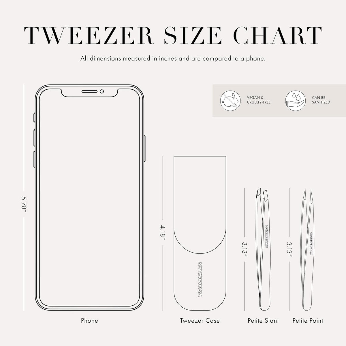 Tweezerman Petite Tweeze Set for Eyebrows with Travel Case Black