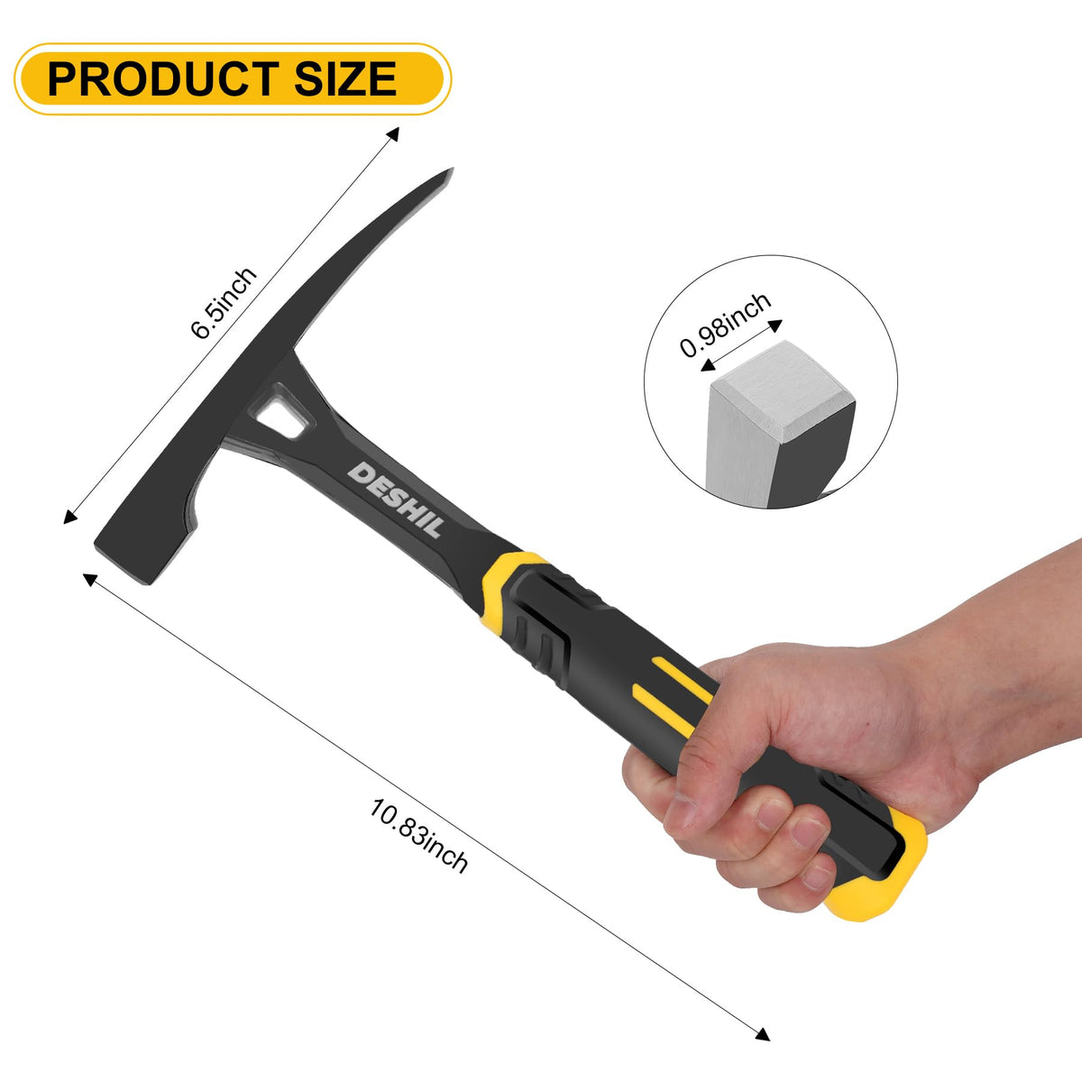 Bricklayer's Hammer Mason's Hammer - 20 oz Masonry Tool with Forged Steel Construction & Shock-Absorbing Grip