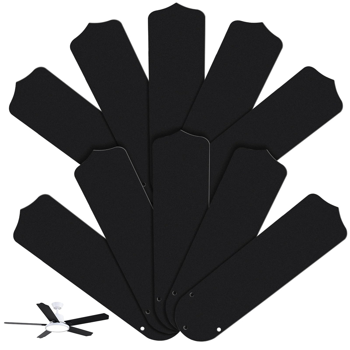 DELORIGIN 10pcs 16 1/2" Black Ceiling Fan Replacement Blades for 42" Fans Universal Wood Replacement Fan Blades for Indoor Outdoor Bedroom Broken old Fan Blade Replacing