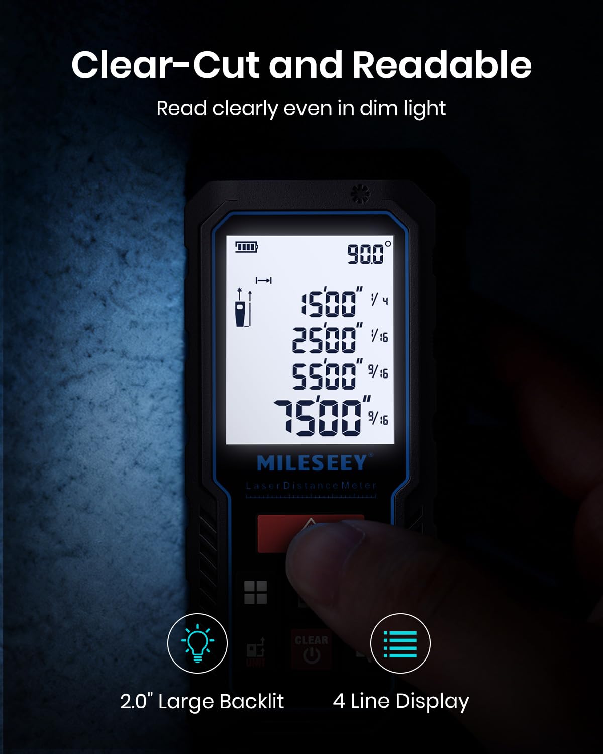 MILESEEY Laser Measure, 229ft Laser Measuring Tool with Angle Sensor
