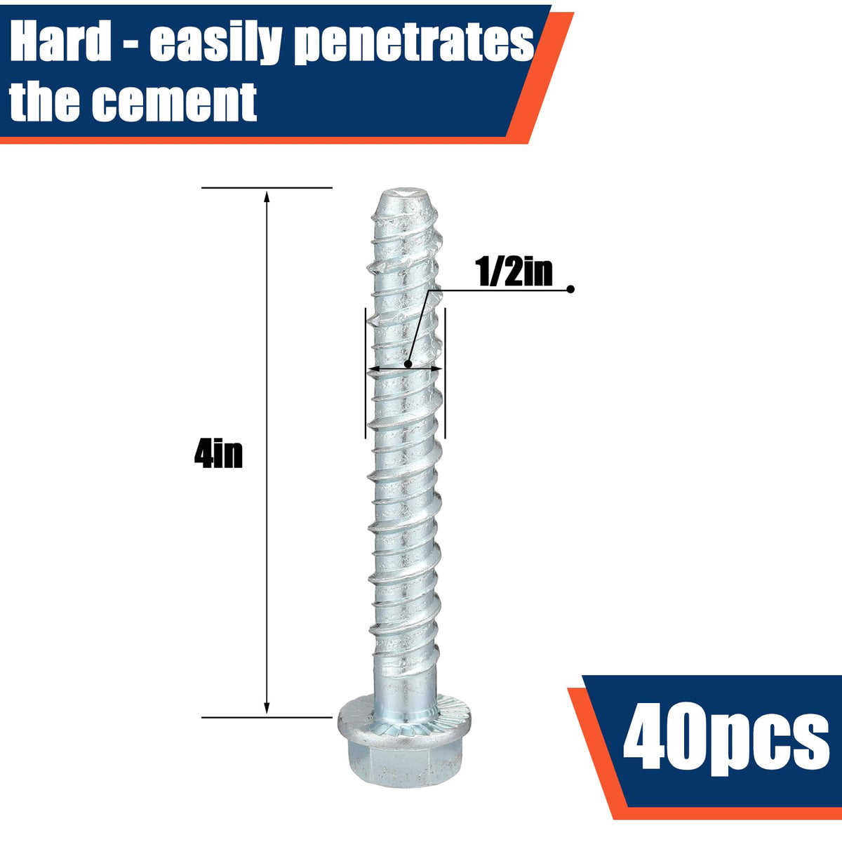Tandefio 40 Pack 1/2 x 4 Concrete Anchors and Screw Kits Galvanized