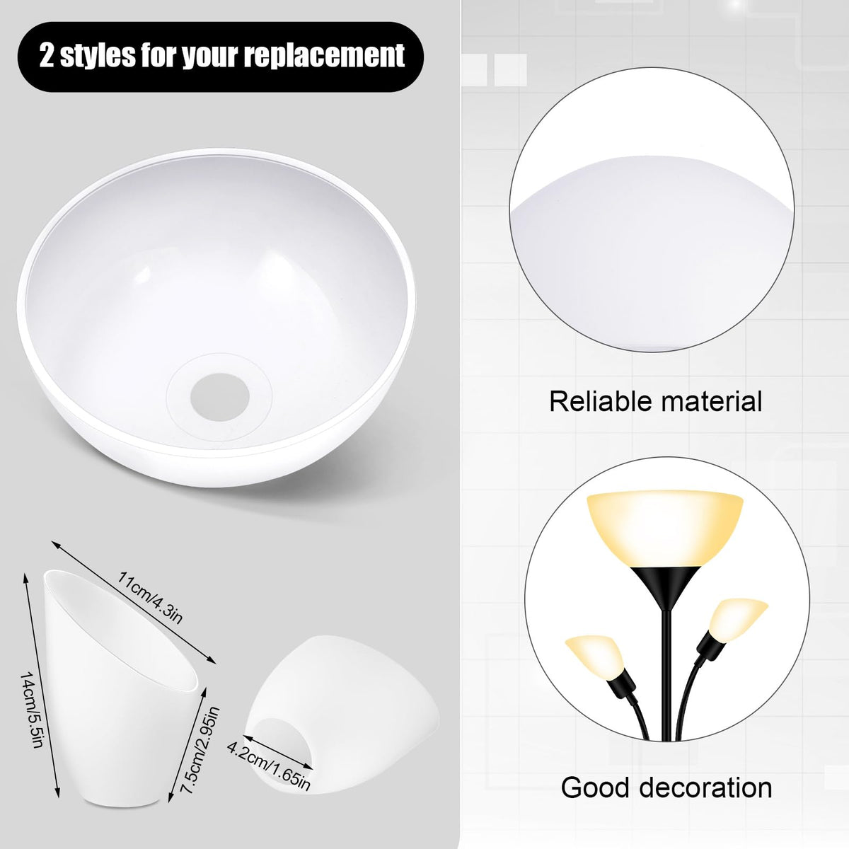 Hortsun 4 Pcs Lamp Shades for Floor Lamps, Replacement Plastic Lampshade