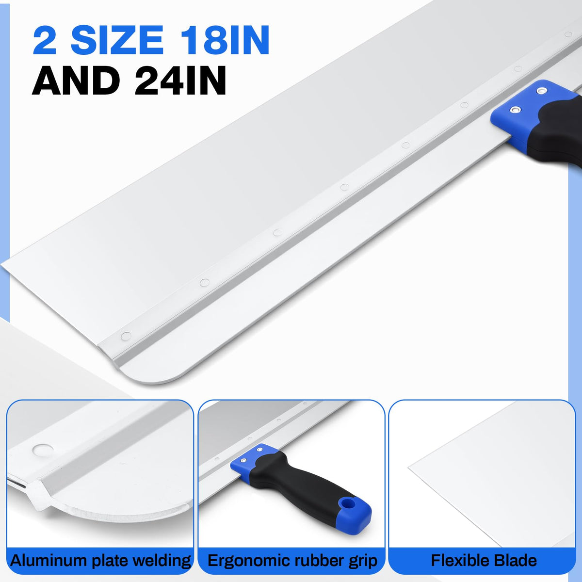 MorningRo 2 Pcs 18" and 24" Stainless Steel Drywall Taping Knife Set