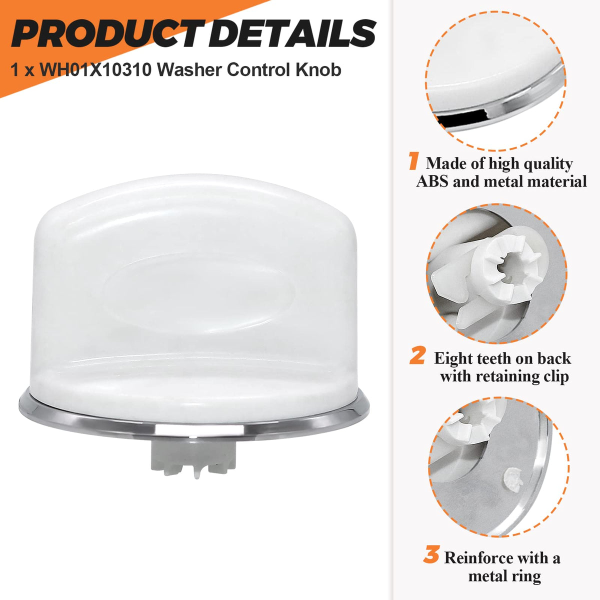 WH01X10310 Washer Control Knob (White) Fit for GE 