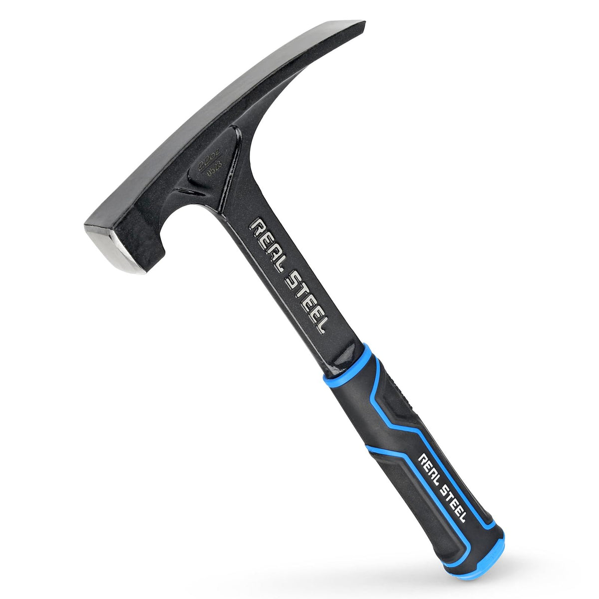 Real Steel Ultra Rock Pick Hammer 22 oz One Piece Steel Chipping Brick Masonry Hammer with Rubber Grip for Geological Study and Rock Hounding 0523