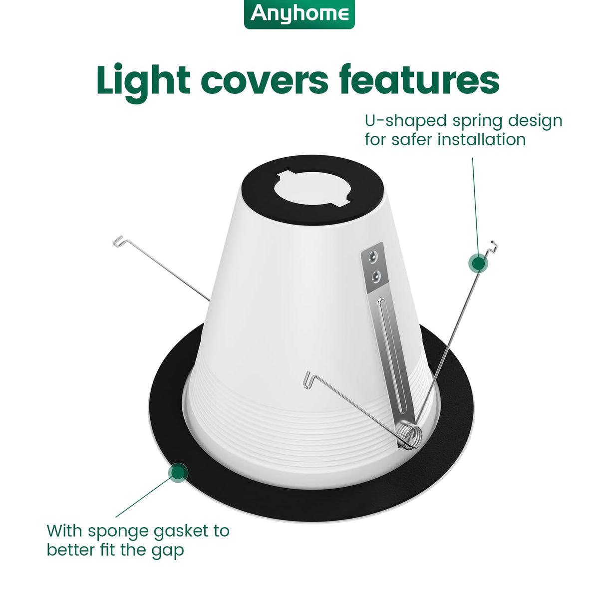 Anyhome 12 Pack 6" Recessed Can Light Trim,for 6 Inch Can,White,All-Metal