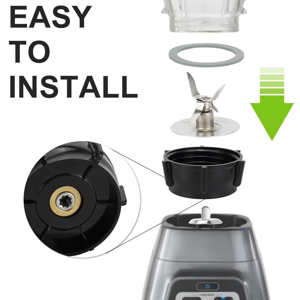 Ice Blade & ABS Base with 2 O-Ring Gaskets, Compatible with Oster Blender