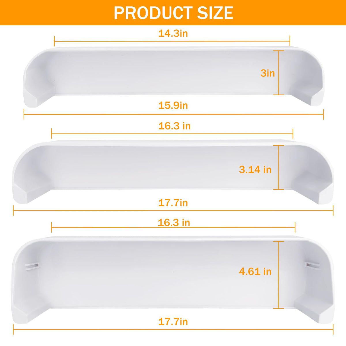 Genukraft 29325760166 RV Fridge Door Shelf Replacement Kit, Fit for Dometic DM2652 DM2852 RM Series Fridges 3 Pack White Freezer Upper Bottom Door Bin Snap-In Food Grade Replacement