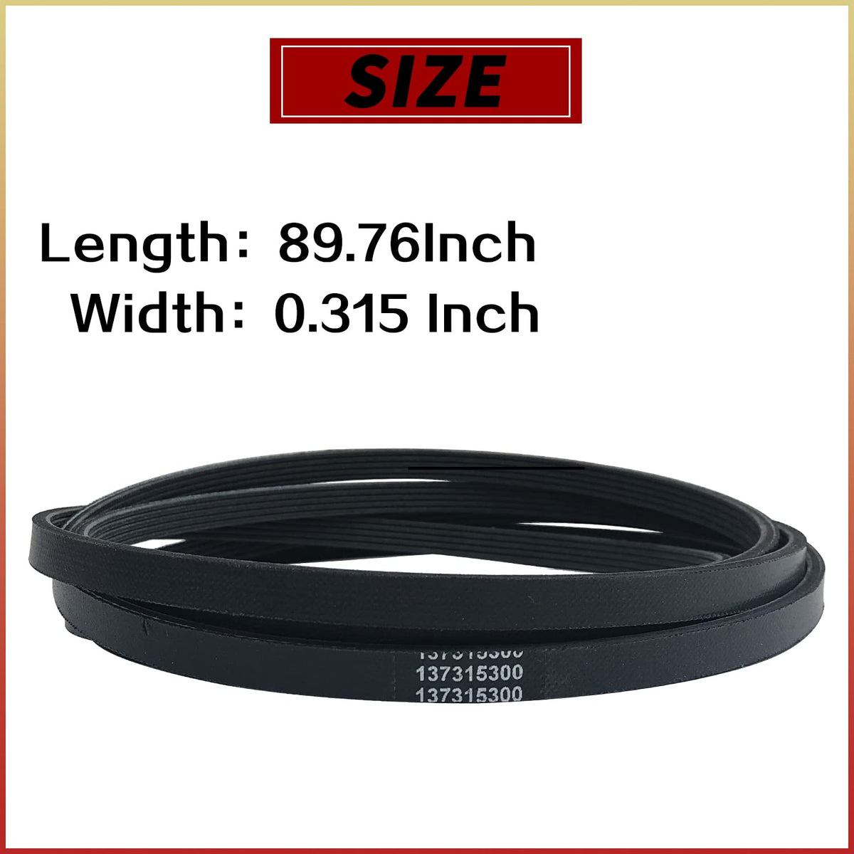 137315300/134719300 Dryer Drum Drive Belt - Replacement Part Exact Compatible with Sears Frigidaire Electrolux Dryers Replaces 1482960 134719300 AP4368788 PS2349294 7134719300