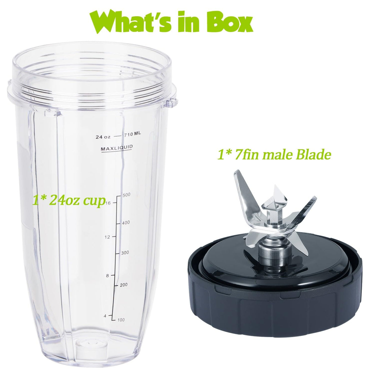 [ New Model] Replacement blender Blade and 24oz Cup Accessories, Only Compatible with Nutri Ninja SS150,SS151,SS300, SS350,SS351, CO351B, SS100, SS101, CO101B,SS400,SS401