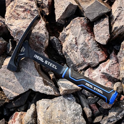 Real Steel Ultra Rock Pick Hammer 22 oz One Piece Steel Chipping Brick Masonry Hammer with Rubber Grip for Geological Study and Rock Hounding 0523