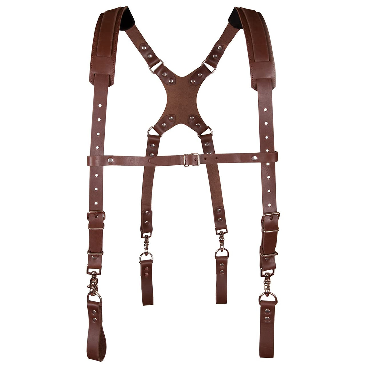 STAMESKY Leather Stronghold Suspension System, Tool Belt Suspenders, Tool Belt Shoulder Strap, Fully Adjustable Padded Leather Tool Belt Suspenders, Padded Tool Belt, Leather Suspenders for Work