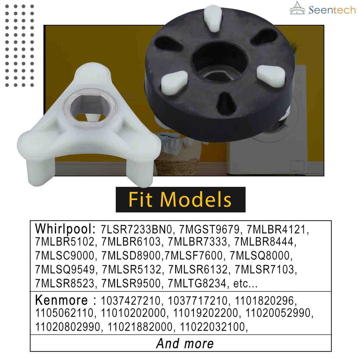 Seentech Heavy Duty 285753A METAL Core Motor Coupling Kit for Whirlpool & Kenmore Washers - Replaces Part Numbers: AP3963893 PS1485646 1195967 285753AVP 21003 280152 285140 285743