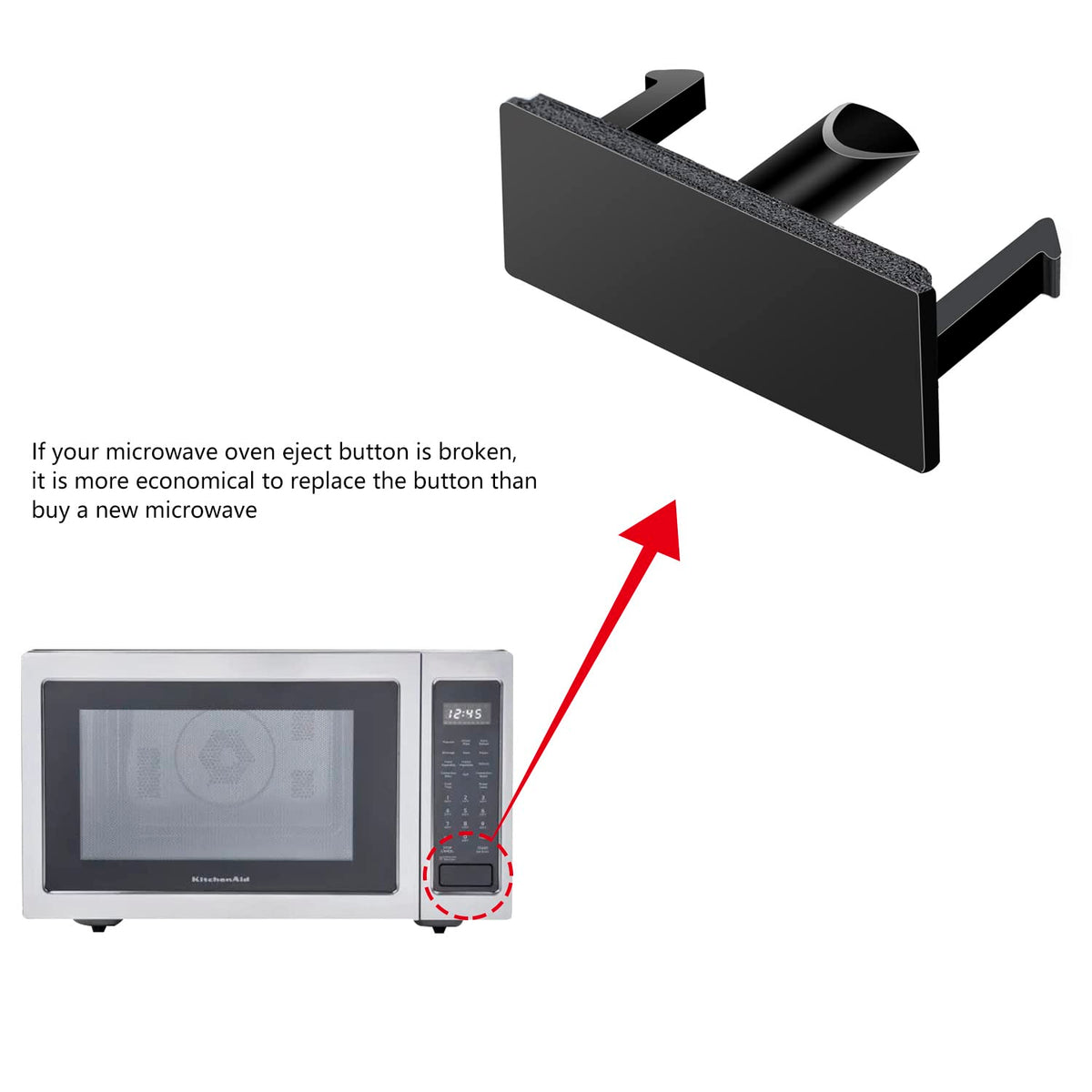 LUAATT Microwave Door Eject Button for KitchedAid,Upgraded Whirlpool Rectangular Button Replacement (Black)