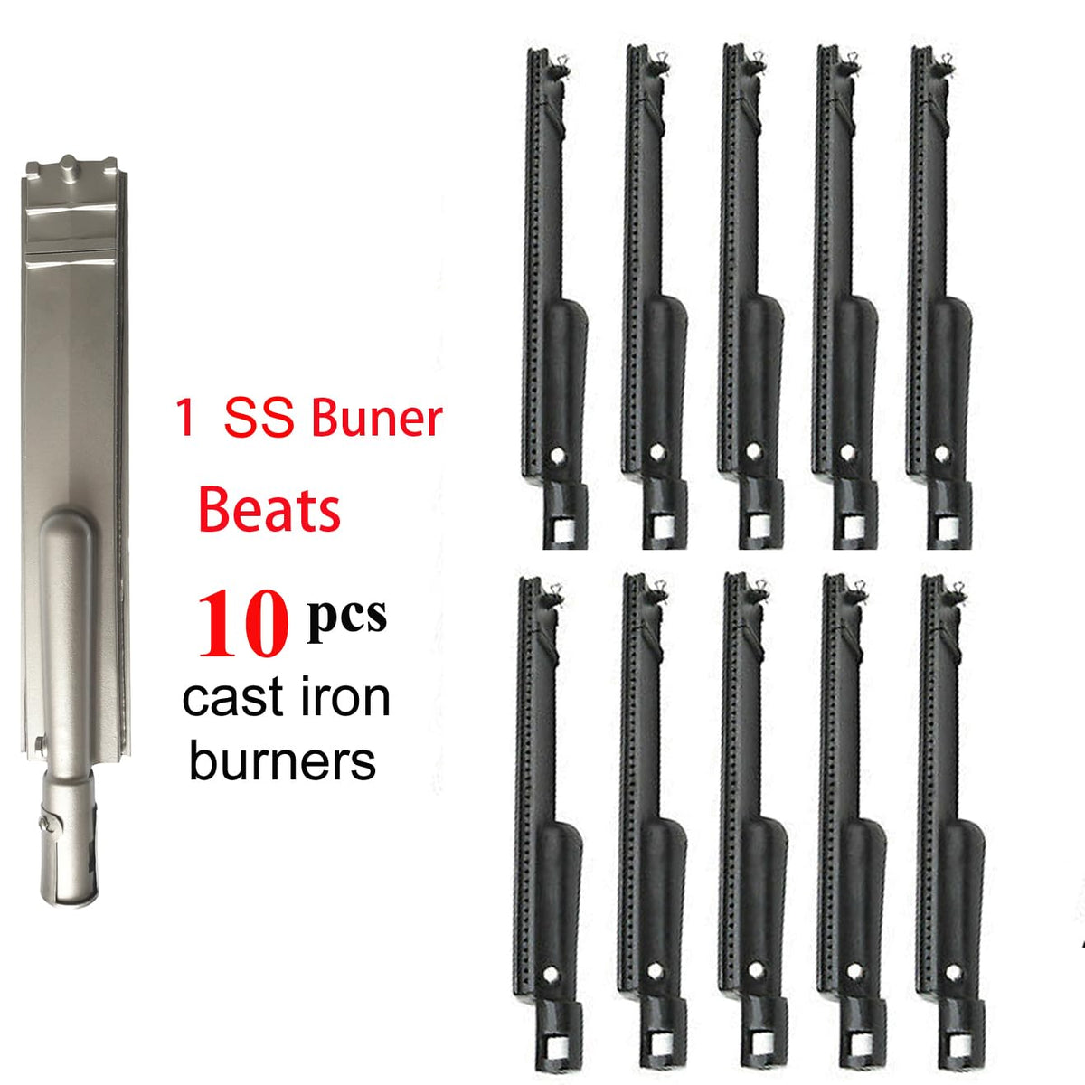 3 Pack Upgraded 15 13/16 Inch Cast Stainless Steel Burner Gas Grill Replacement Parts for Jennair 720-0061, 720-0062, 720-0063, 720-0100, Nexgrill 720-0671, 720-0165, Charbroil Cal Flame Beefeater