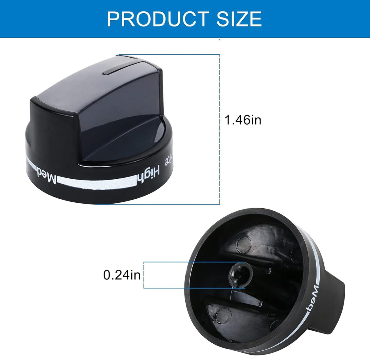 W10339442 Gas Stove Knob, Black Whirlpool Stove Parts Replacements fit for Whirlpool Range/Stove/Oven WPW10339442 PS3507188 (1 Pack)