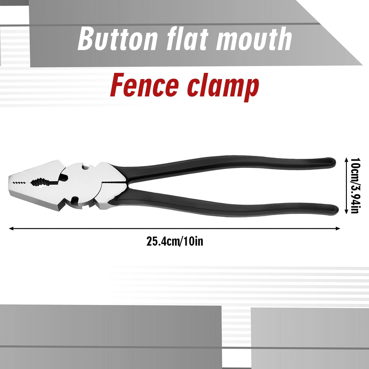 Lanties 10'' Fence Pliers Button Fencing Pliers Heavy Duty for Bending Cutting and Gripping Flat Nose Wire Cutter Plier for Construction and Wire Fence Resists Rust and Corrosion