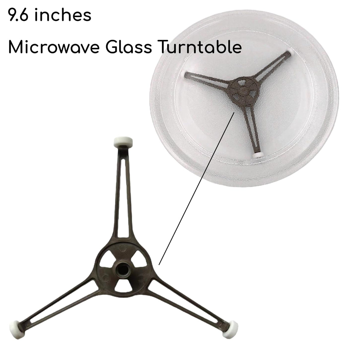 1-Pack Microwave Oven Flat Turntable Ring Roller Glass Plate Tray Triple Arm Rotating Support Holder with Wheels Rotating Ring Roller Replacement Arm - Length 3.54" / 9 cm Microwave Plate Replacement