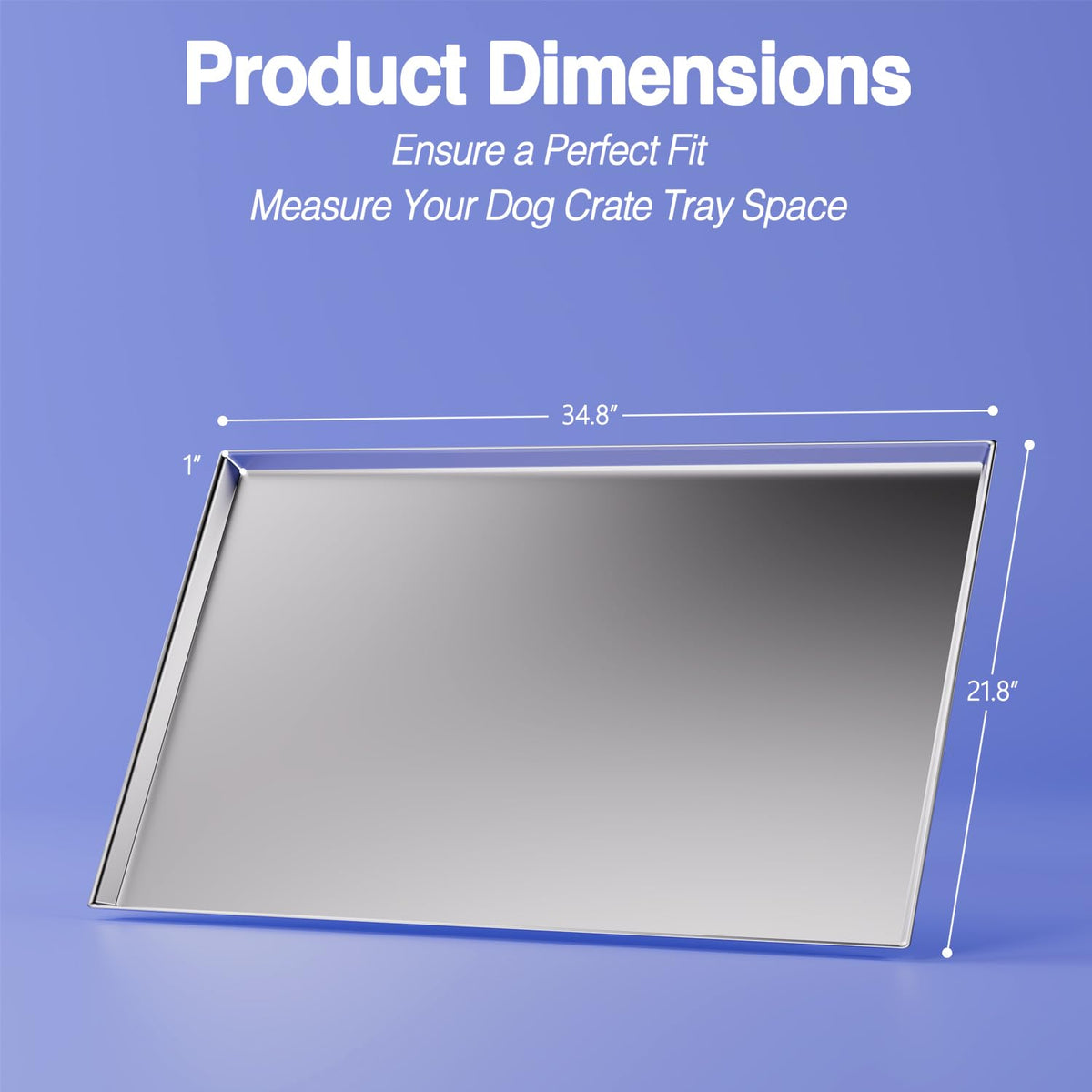 Metal Dog Crate Tray Replacement Pan - Stainless Steel, Chew-Proof & Safe