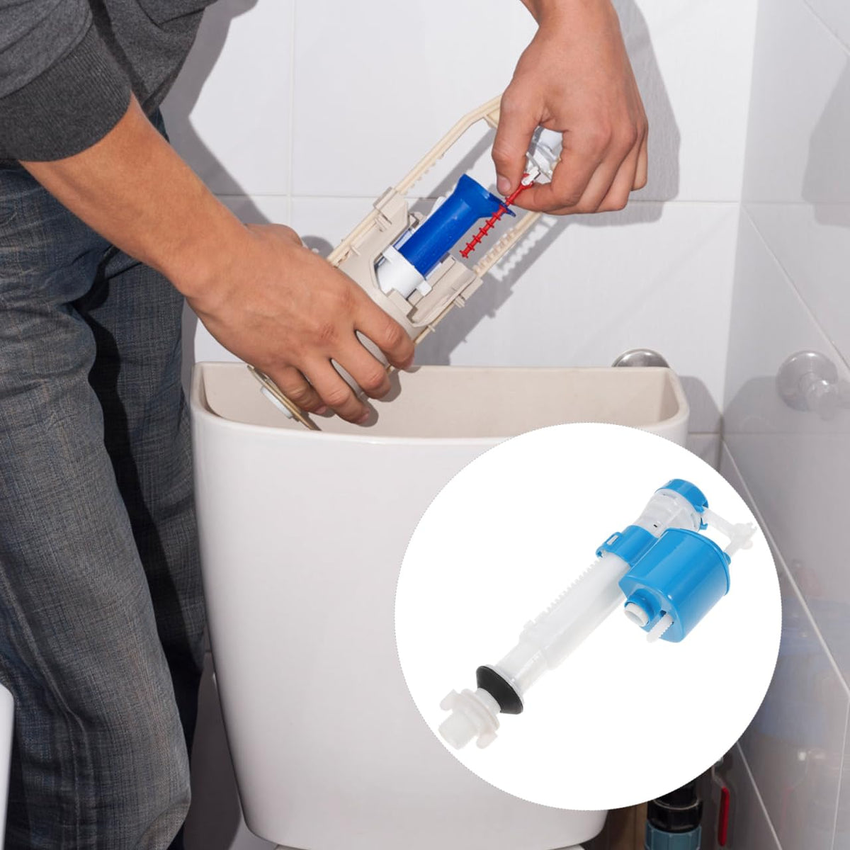 Toilet Fill Valve Replacement Kit, Silent Abs Water Tank Inlet Valve, Fits Most Toilets, Blue, 10.03 X 3.74 X 2.28 Inches