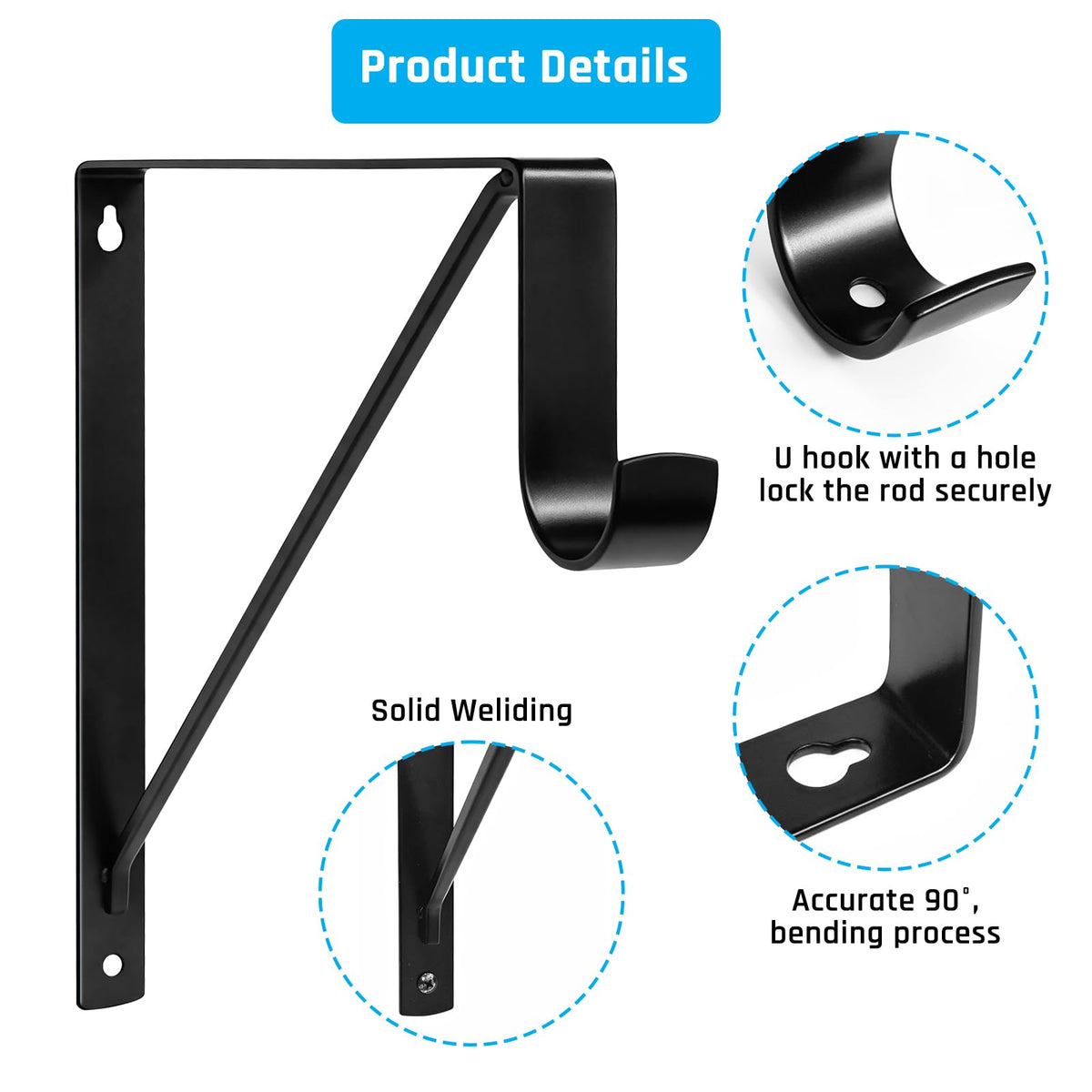 10 PCS Closet Rod Bracket,Closet Shelf Brackets,Closet Rod Support Bracket