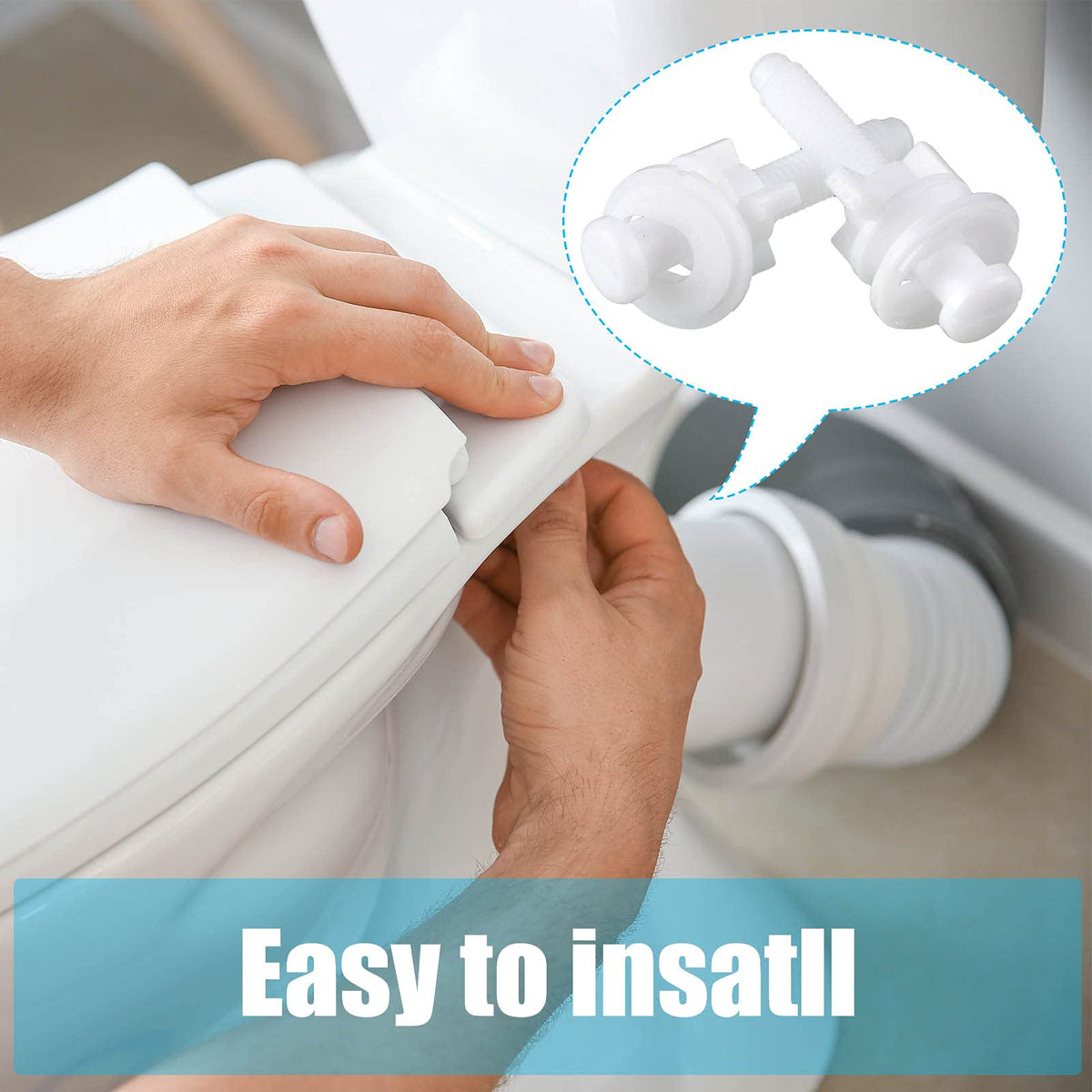 Jetec 2 Pack Toilet Seat Screws Kit, Plastic Bolts Nuts & Washers