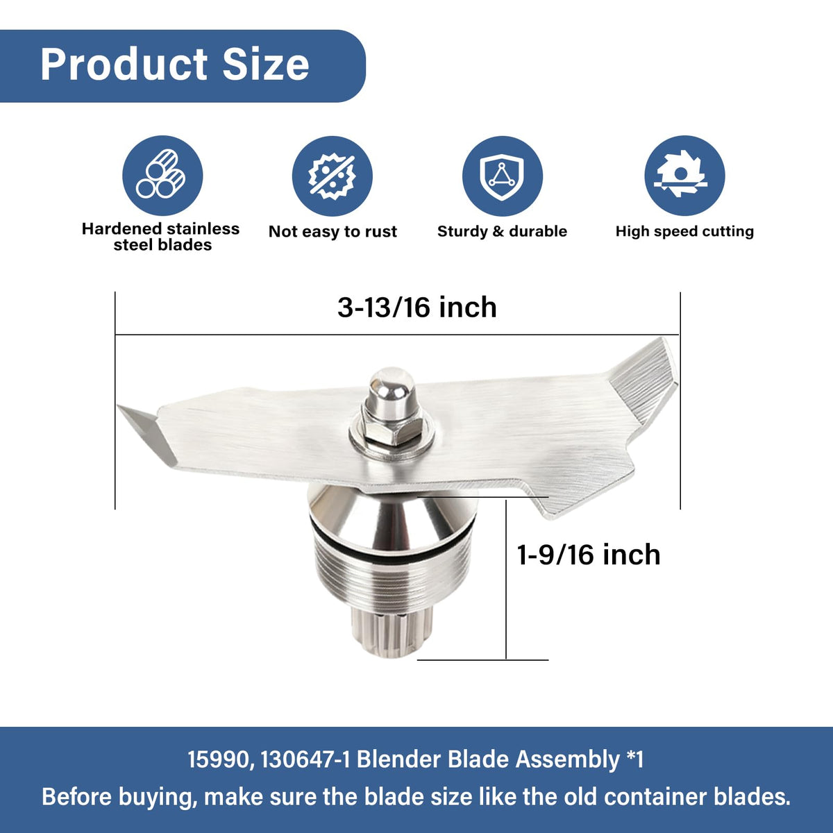 15990 adv Blender Blade Assembly Replacement for 15978 Triangular Pitcher