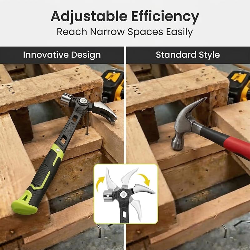 Adjustable Framing Hammer Claw Nail Puller with Magnetic Nail Holder，1PC