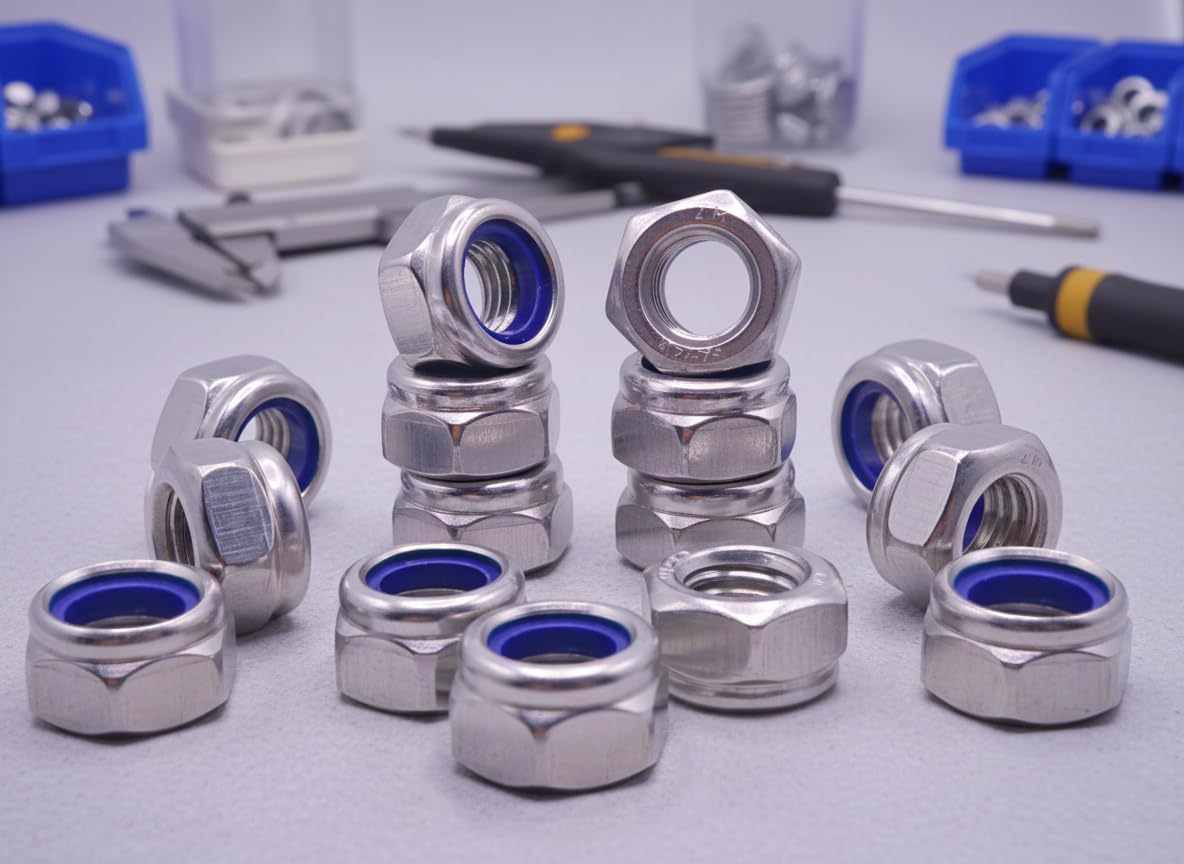 Kinhon Rock 401pcs Metric Nylon Insert Lock Nuts Assortment Set DIN 985 304 Stainless Steel Nylon Locknuts Hex Locknuts Kit with Box M3 to M12 Reusable Anti-Loose Corrosion-Resistant for RC Car DIY
