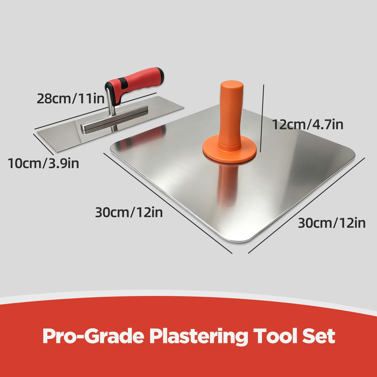 Aluminum Plaster Hawk Mortar Board Holder & Stainless Trowel Set(MB-01)