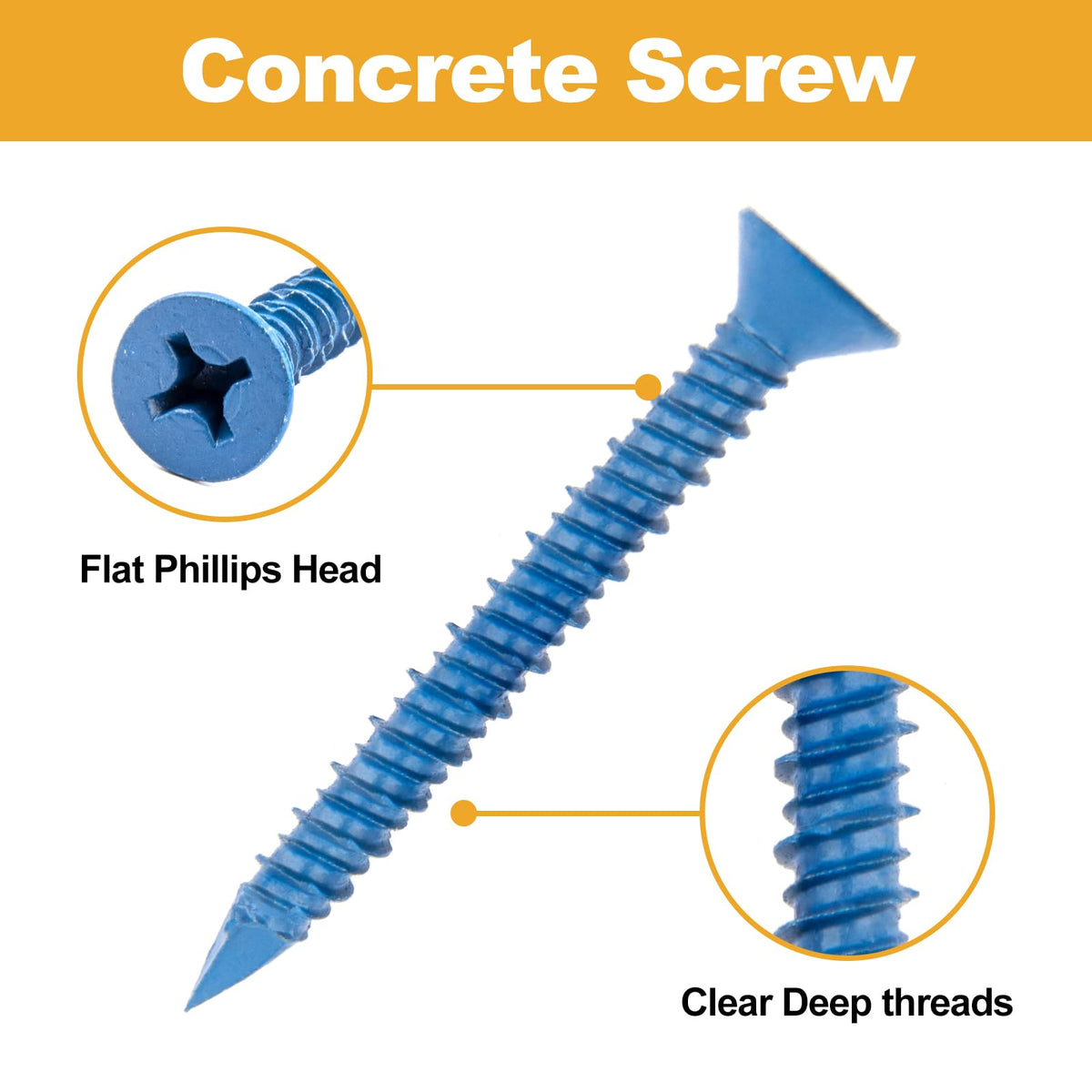 VIGRUE 1/4" 3/16" Concrete Screws Assortment Kit