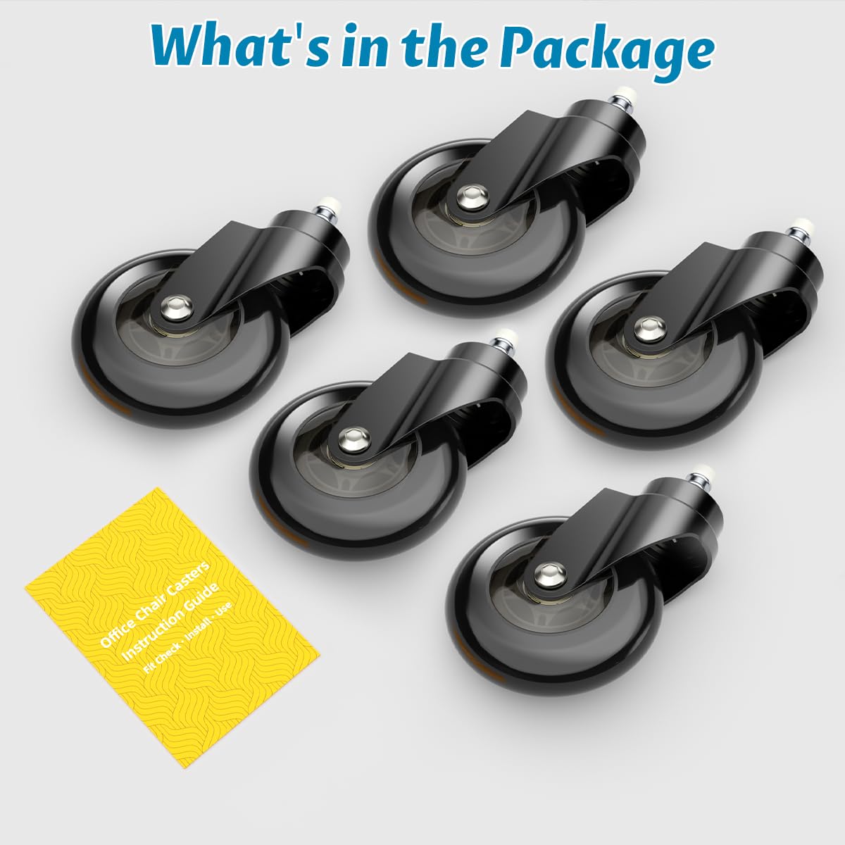 Onemake 3" Office Chair Wheels Replacement with Dust Covers, Set of 5