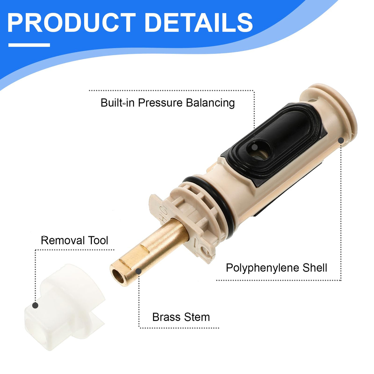 Qunclay 6 Pack Handle Faucets Tub Bathtub Shower Cartridge Replacement Tool Brass and Plastic Shower Part Compatible with Moen 1222 Replacement Cartridge Kit