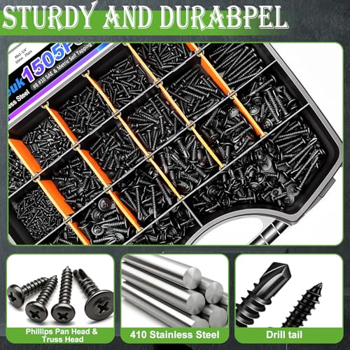 mxuteuk #8 #10 & M2 M3 M4 Self Tapping Screws for Metal,410 Stainless Steel