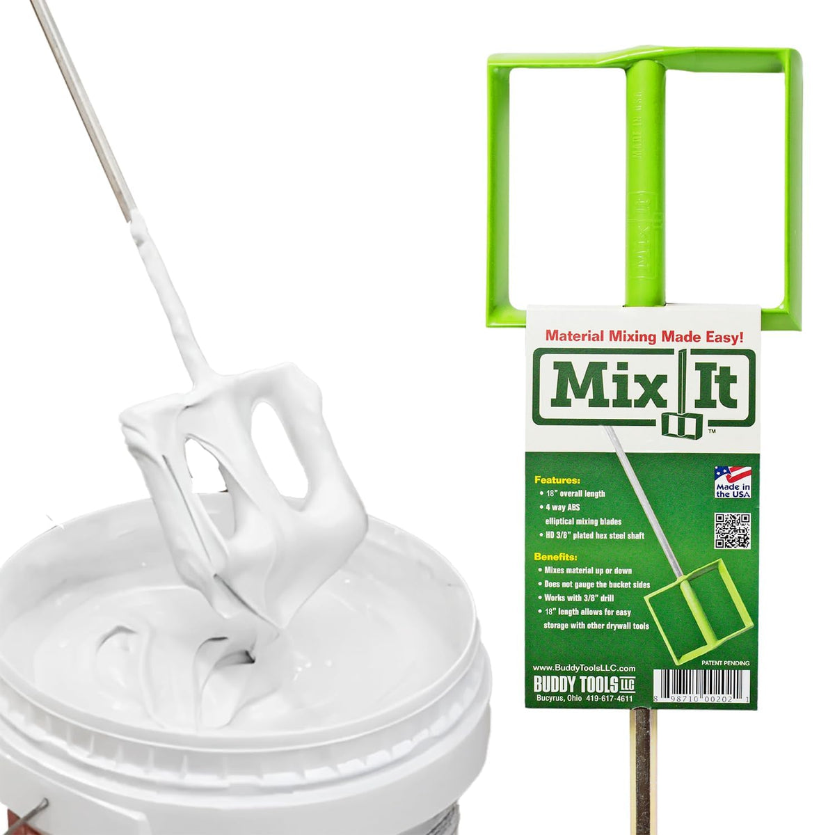 Buddy Tools Mix It, 18" Length Mud Mixer
