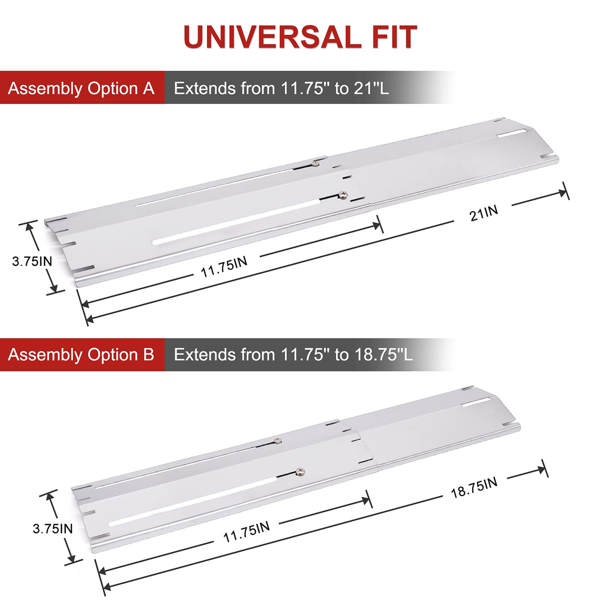 Universal Grill Heat Plates Heat Tents Heat Shields for Gas Grill, Adjustable Barbecue BBQ Grill Flame Tamers Burner Covers Heat Deflectors, Stainless Steel Gas Grill Replacement Parts