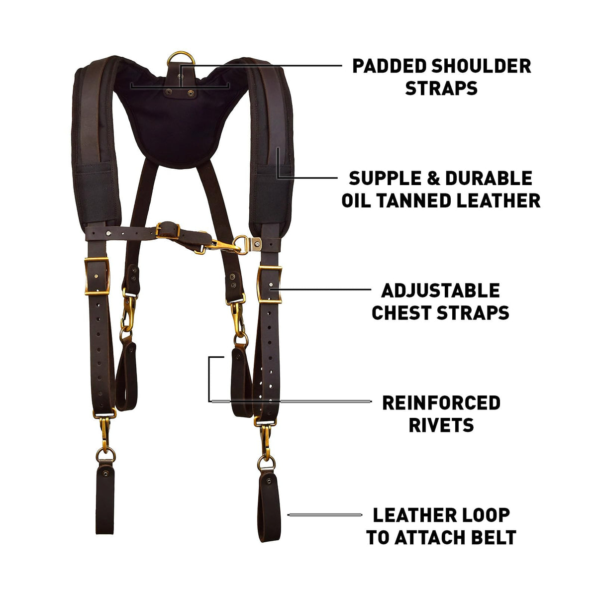 OX Leather Tool Belt Suspenders - Tirantes Para Bolsas de Construccion