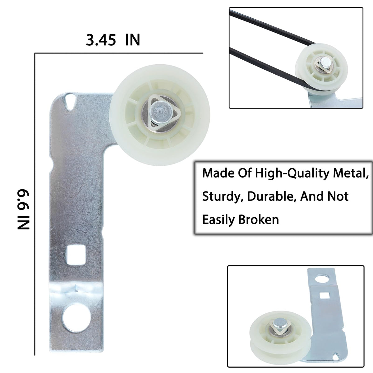 Dryer Idler Pulley Kit Drum Roller Repair Kit May-tag MEDX655DW1/MEDB765FW0/MEDB835DW4/MEDB835DW3/MEDC215EW1/MEDB855DC4/MED5500FW1/MGD5500FW0 Belt Replacement.
